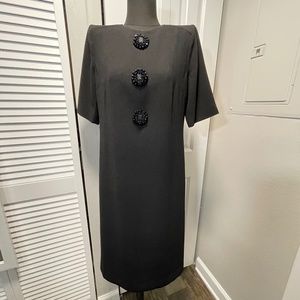 $525+NEW Tory Burch Black Short Sleeve Knee Length Beaded Front Dress Sz 4